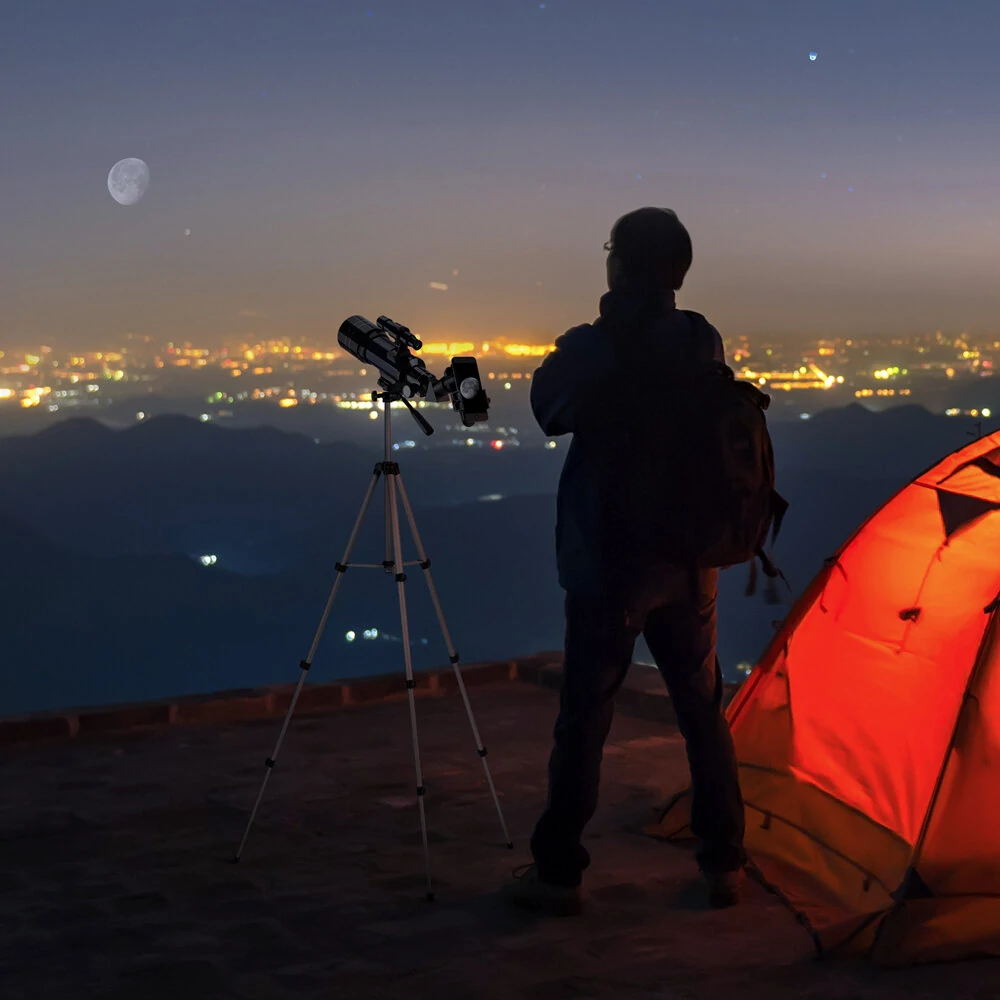 (image for) [US Direct] ESSLNB 15X-180X Astronomical Telescope 70mm Aperture Refractor Telescopes with Phone Adapter & Adjustable Tripod for Astronomy Beginners
